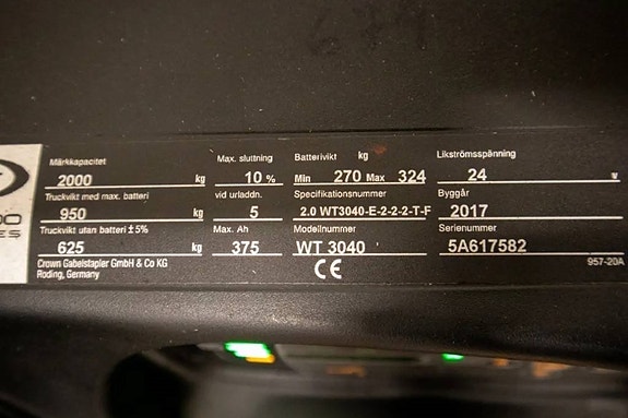 Crown WT 3040 E, Låglyftare med bra batteri 6 of 6