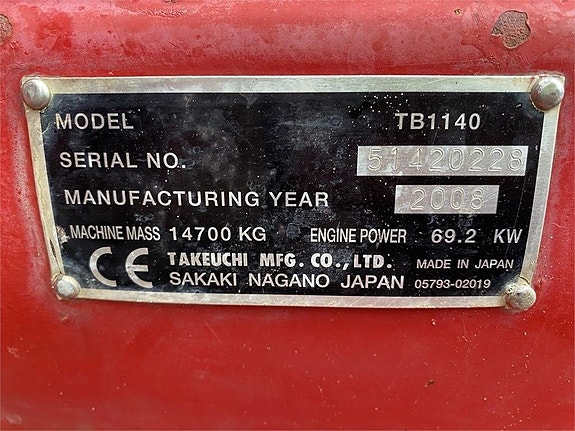 Takeuchi TB1140 12 of 12