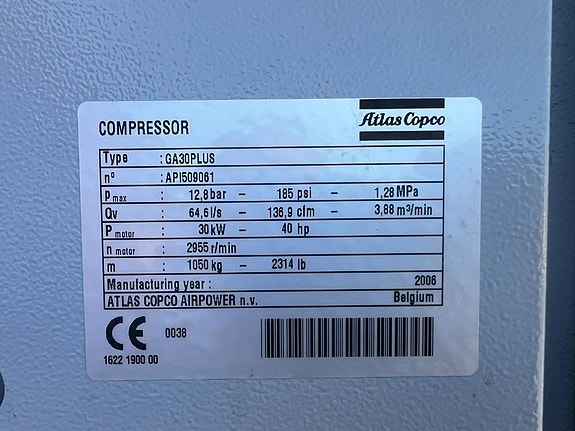 Atlas Copco GA 30+ FF Compressor, Kompressor 7 of 7