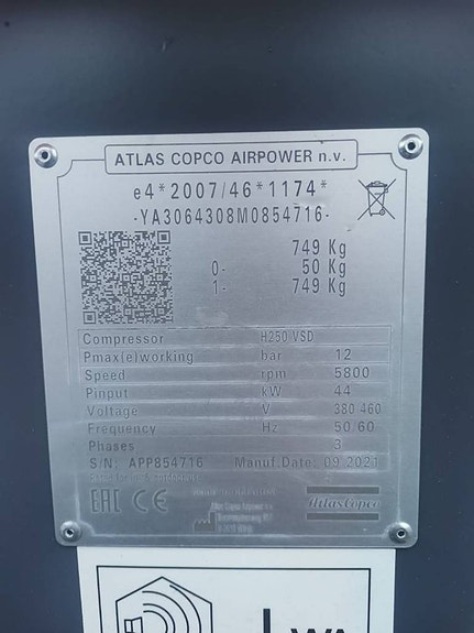 Atlas Copco H250 VSD Compressor, Kompressor 6 of 6