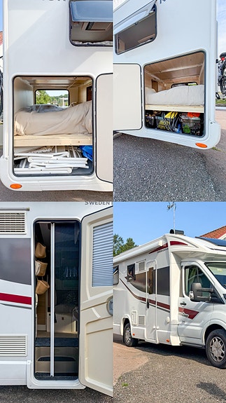 Rimor SWEDEN EDITION Evo 95 PLUS, 12 månaders garanti, 5 färdplatser, B-körkort, Automat, Cykelställ, stort garage, elektrisk taksäng, nyservad, backkamera, 7 bäddplatser. 7 of 30