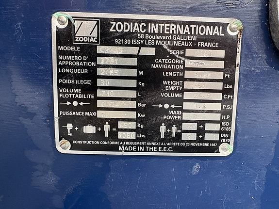 Zodiak Cadet 2.85m 2-3 pers (410kg lastvikt) 4 of 4
