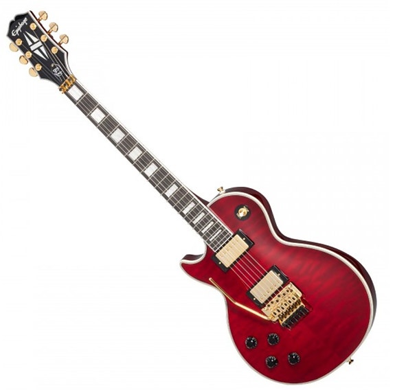 Epiphone Alex Lifeson Les Paul Custom Axcess Quilt Vänsterhänt, Ruby