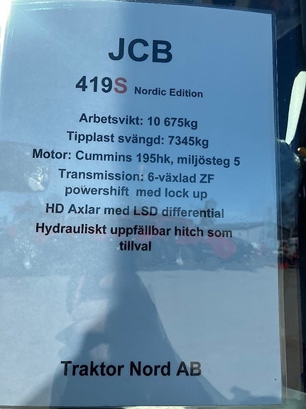 JCB 419S Nordic Edition 50km/h hitch 12 of 12