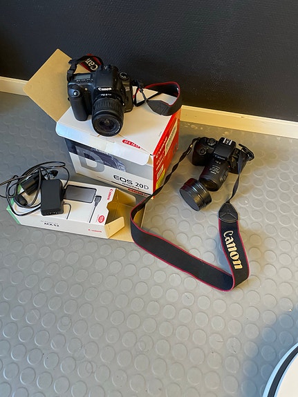 Canon 2 st Canon EOS kameror med objektiv, batteri & tillbehör