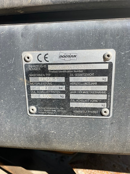 Doosan DX165W-5 8 of 11