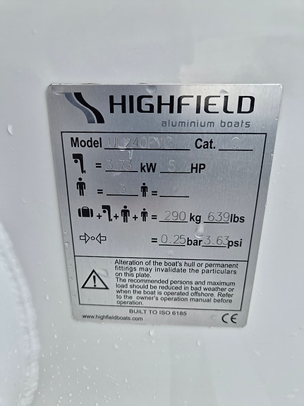 Ribbåt, Gummibåt, Highfield 240 Ultra Light, väger endast 33 kg 5 of 5