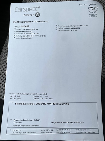 Toyota Yaris Verso 6 of 6