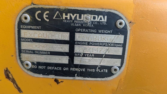 Hyundai Robex 290 N LC-7 Grävskopa Schaktblad Tiltrotator 11 of 12