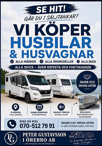 Husvagnar köpes även med mindre fuktskador tel 0705-127991