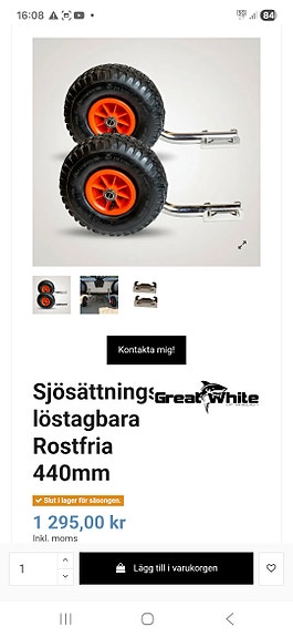 Stor gummi/vib båt/Great white of Sweden/med sjösättningshjul/nyskick. 4 of 5