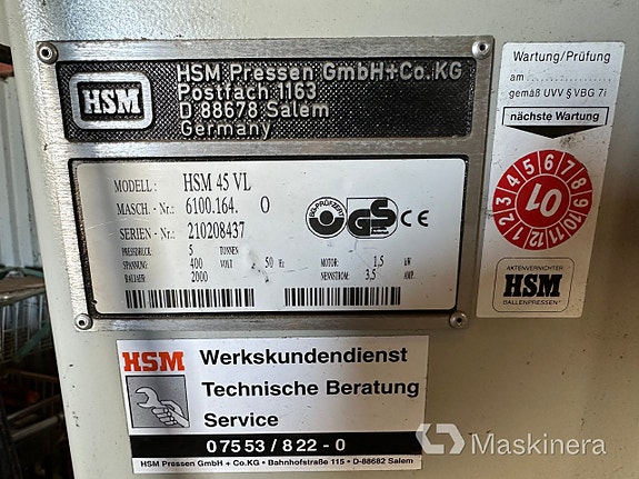 Vertikal Balpress HSM 45 VL 3 of 17