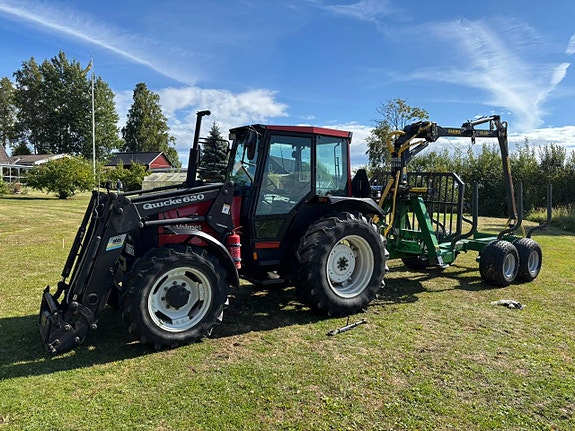 Valmet 465 4wd med lastare Quicke 620, Huggarvagn Farma T9