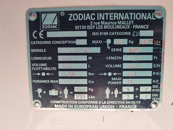 Zodiac YL310R RIB 4 of 6