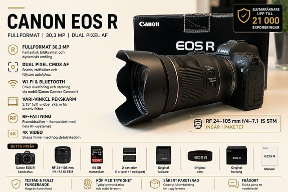 Canon Canon EOS R + RF 24–105 IS STM – komplett fullformatspaket