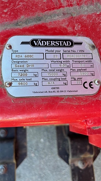 Väderstad RAPID RDA 600C SÅMASKIN 9 of 9