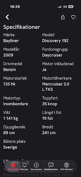 Bayliner 192 Discovery med fin stor reggad båttrailer säljes eller bytes 4 of 4