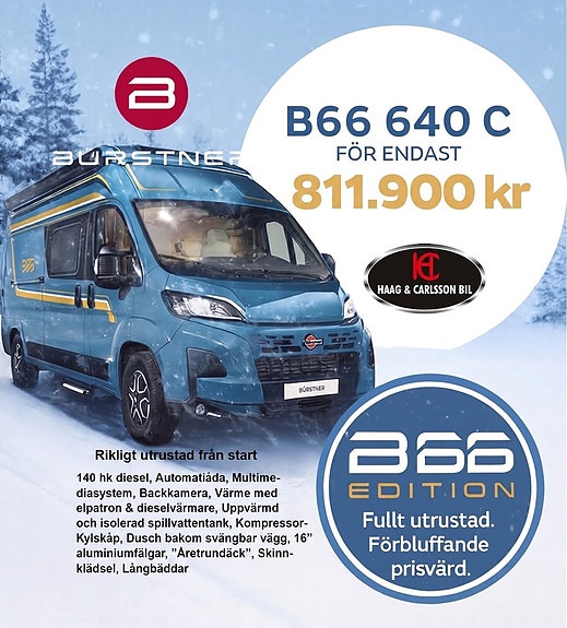 Bürstner 640 C B66, långbäddar, dieselvärme, 3500 kg
