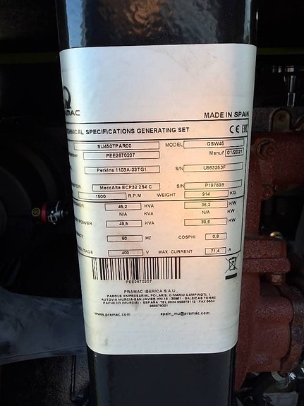 Pramac GSW45P diesel elverk generator 45kVA 4 of 12