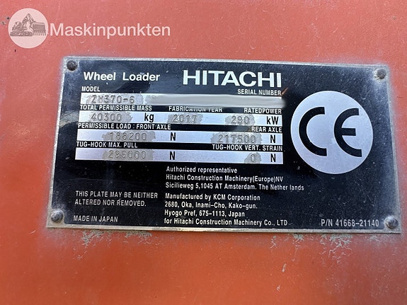 Hitachi zw370-6 8 of 27