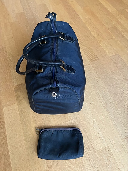 Christian Dior tygväska handväska mörkblå