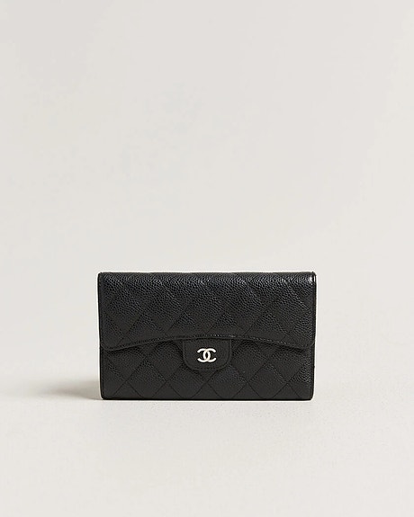 Chanel Pre-Owned Classic Trifold Flap Wallet Caviar Leather Black