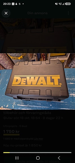 DeWalt D265500K elhyvel med tiibehör och förvaringslåda. låda