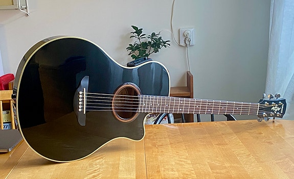 El-akustisk gitarr inkl hård gigbag