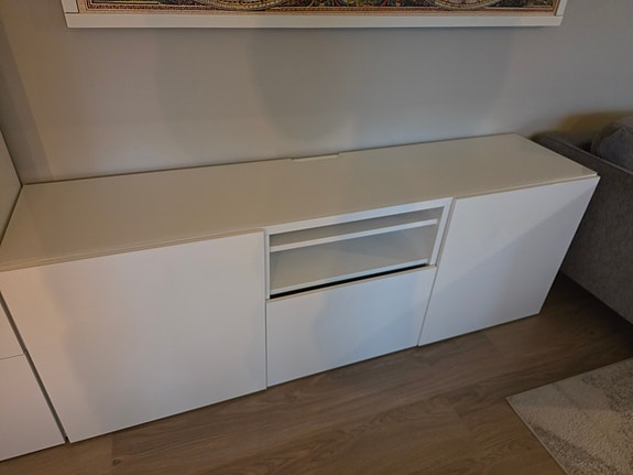 IKEA BESTÅ TV-bänk /vit sideboard, vit/Lappviken vit, 180x42x64 cm med toppskiva