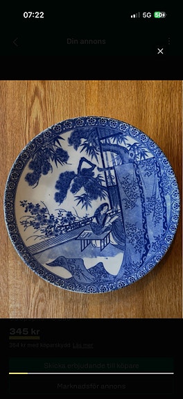 Antikt japanskt porslinsfat – Arita Yamatoku (ca 1900, Meiji-perioden)