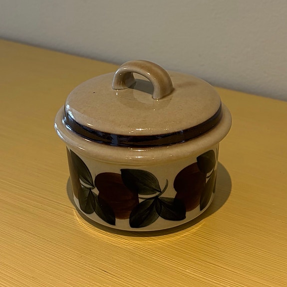 Oanvänd Arabia Ruija retro sockerskål med lock