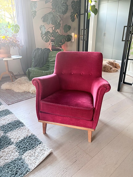 Fåtölj vinröd vintage