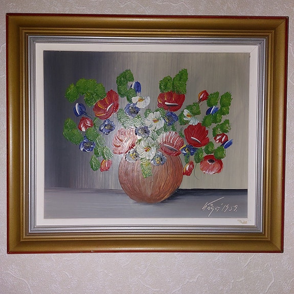 Tavla blomsterstilleben av Kåge