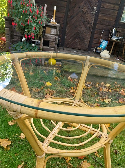soffbord bambu glas