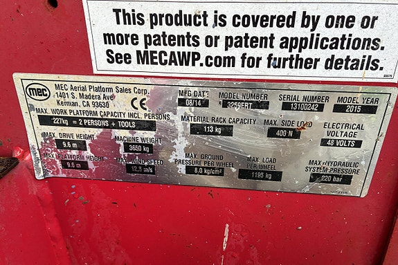 MEC 3259ERT Saxlift 18 of 27