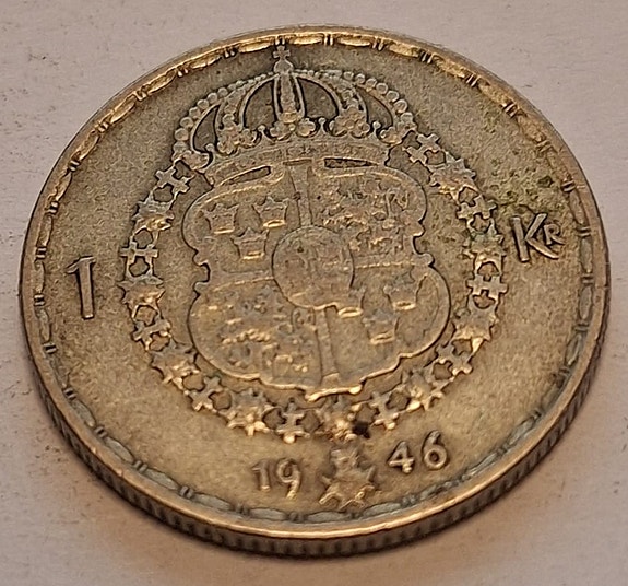 1 Krona 1946 Gustaf V – Silvermynt (40% Silver)