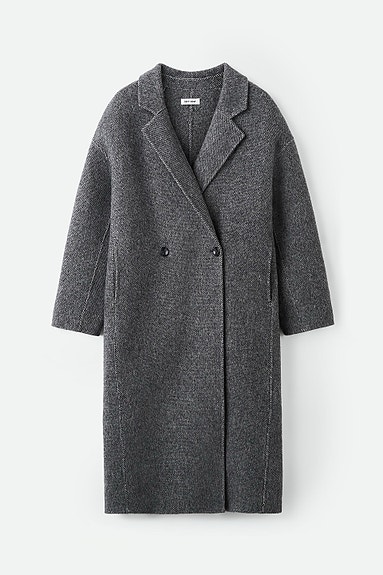 Soft Goat Herringbone Coat - Dark Grey - storlek M