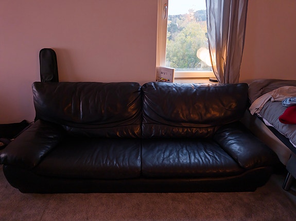 Svart Läder Studio Soffa