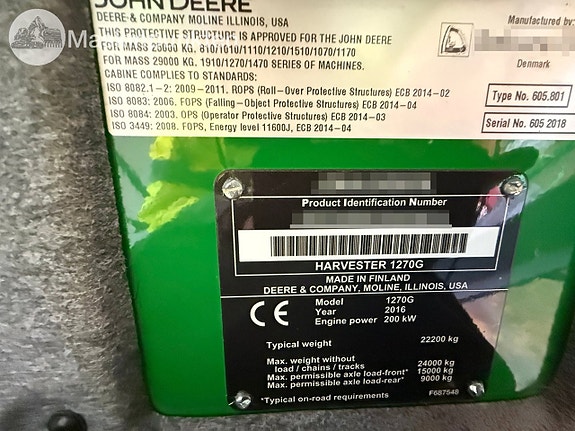 John-deere 1270G 6wd Skördare 20 of 27