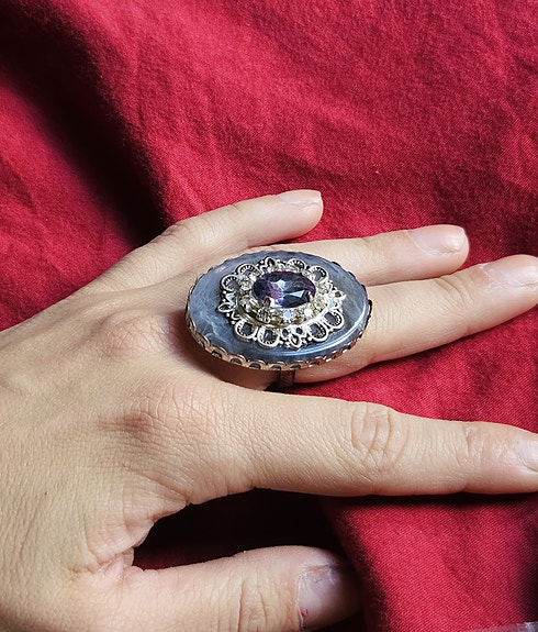 vintage blue crystal ring