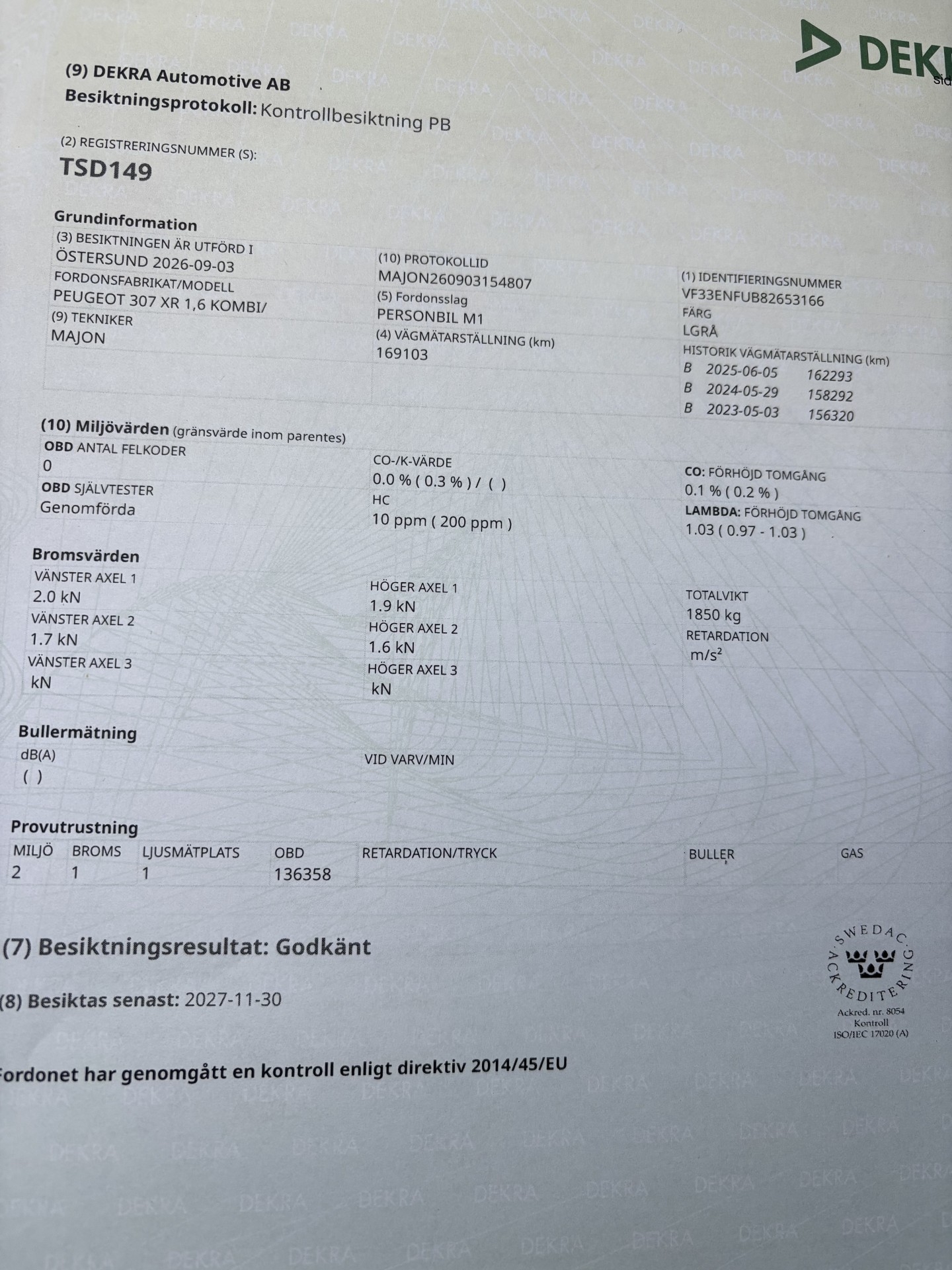 Peugeot 307 Break 1.6 XR Euro 3 2003, bild 3/3