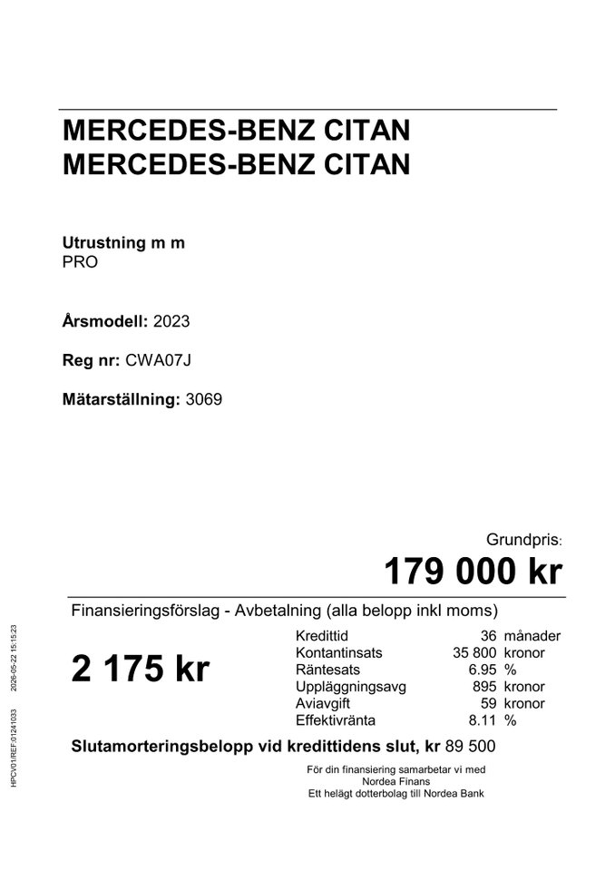 Mercedes-Benz Citan 113 PRO 3-SITS 2023, bild 2/15