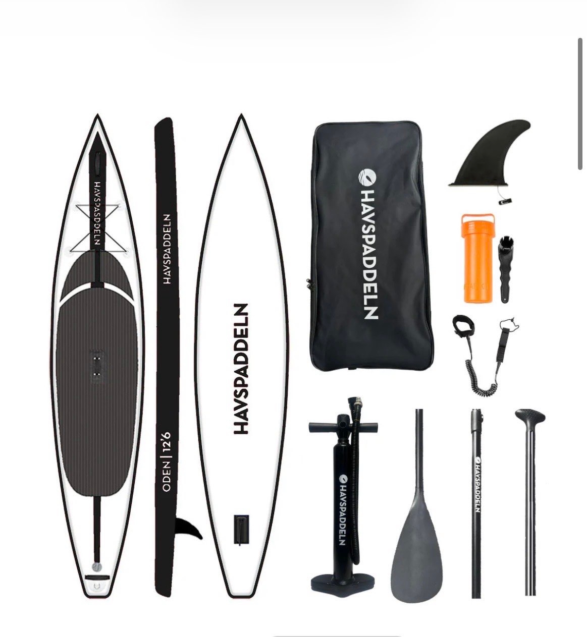 Havspaddeln SUP-bräda svart/vit