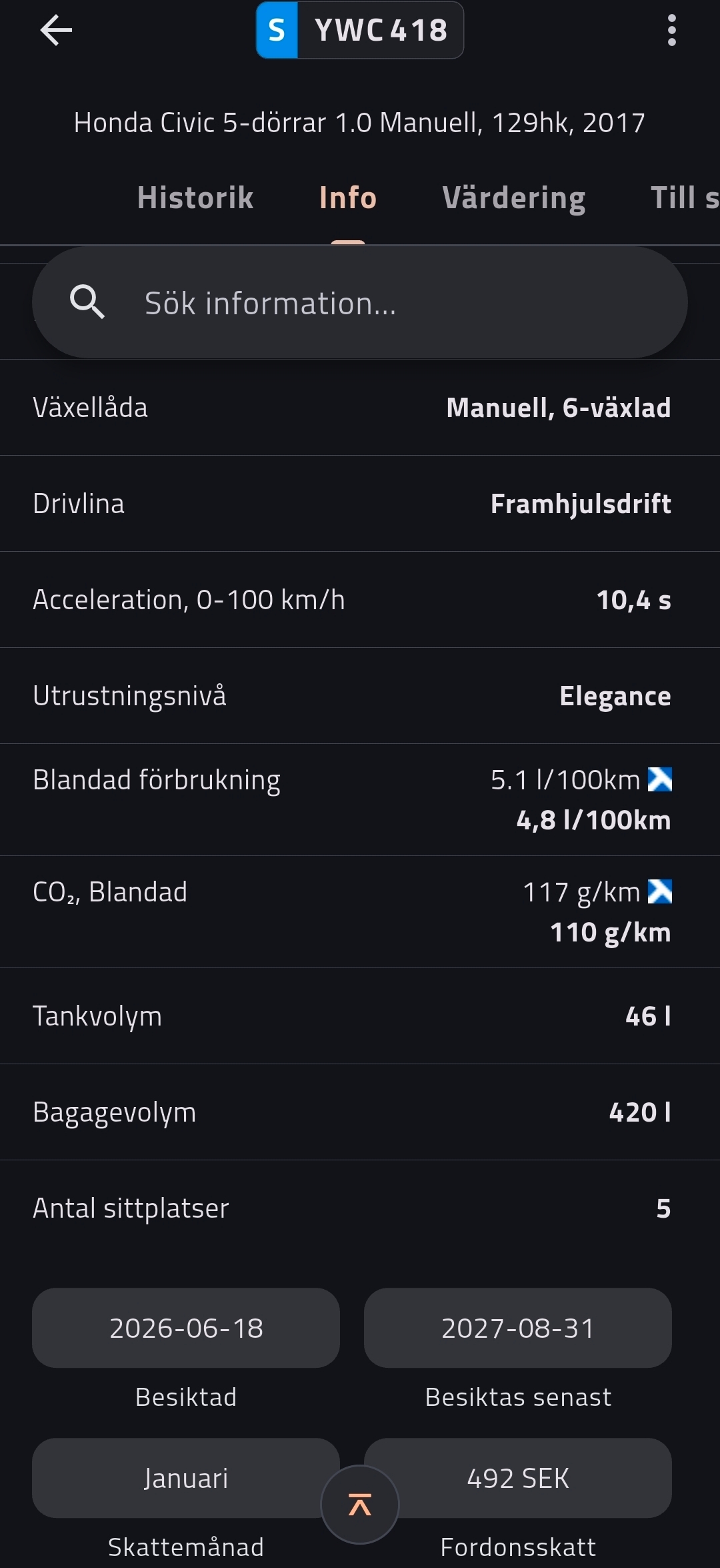 Honda Civic 5-dörrar 1.0 Manuell 2017, bild 5/5
