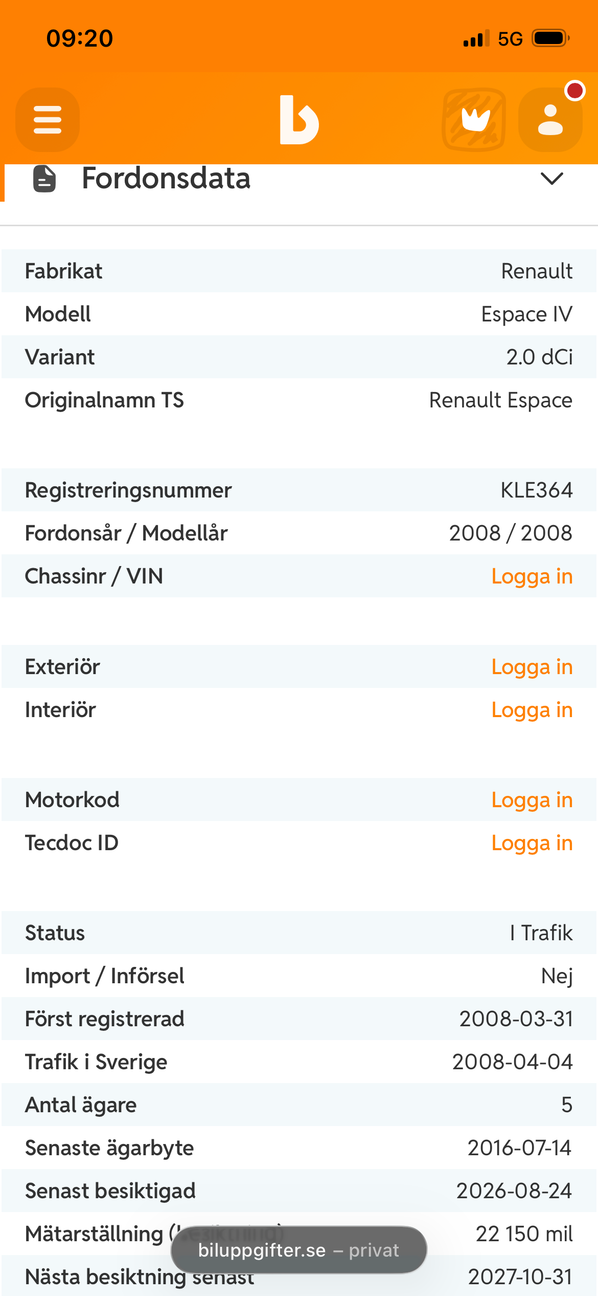 Renault Grand Espace 2.0 dCi Automatisk 2008, bild 7/10