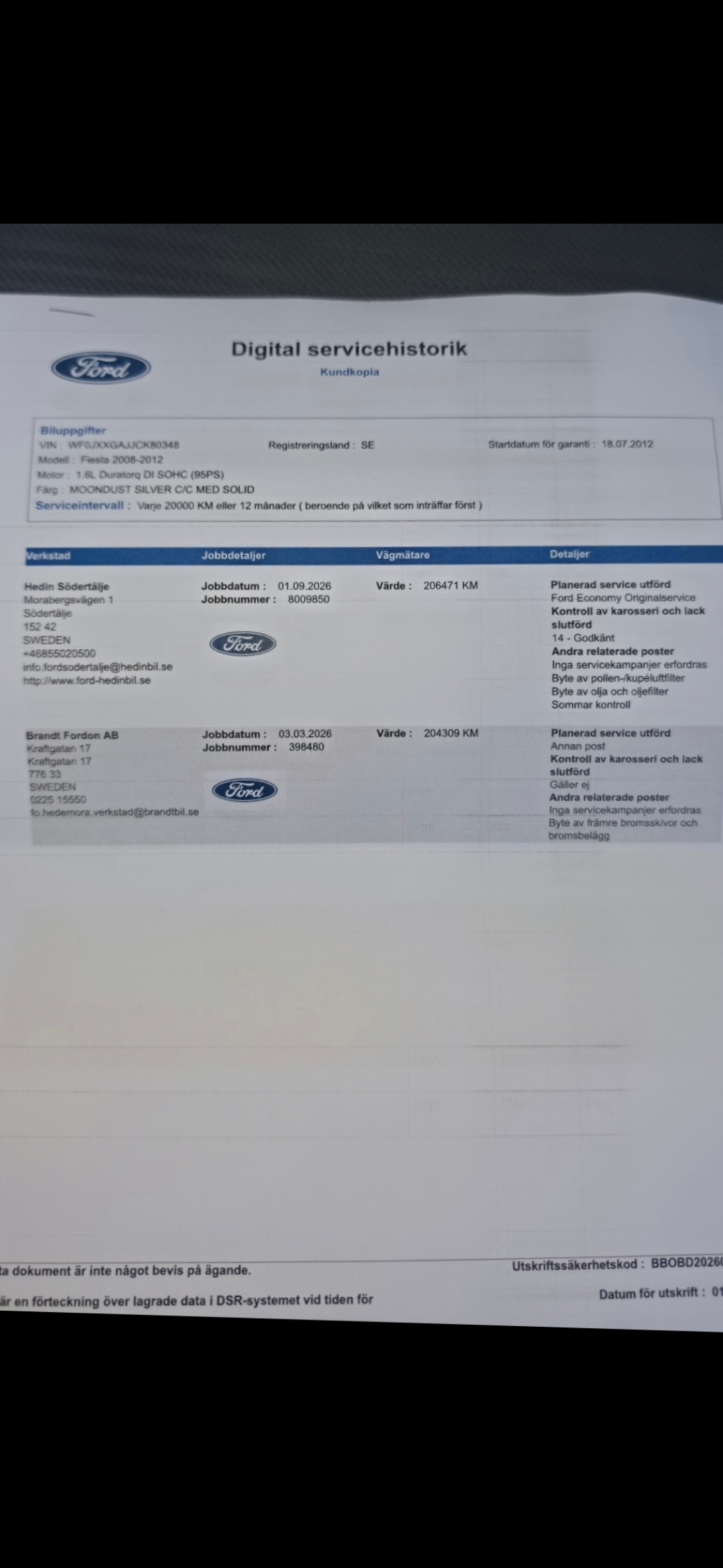 Ford Fiesta 5-dörrar 1.6 TDCi Manuell 2012, bild 8/8