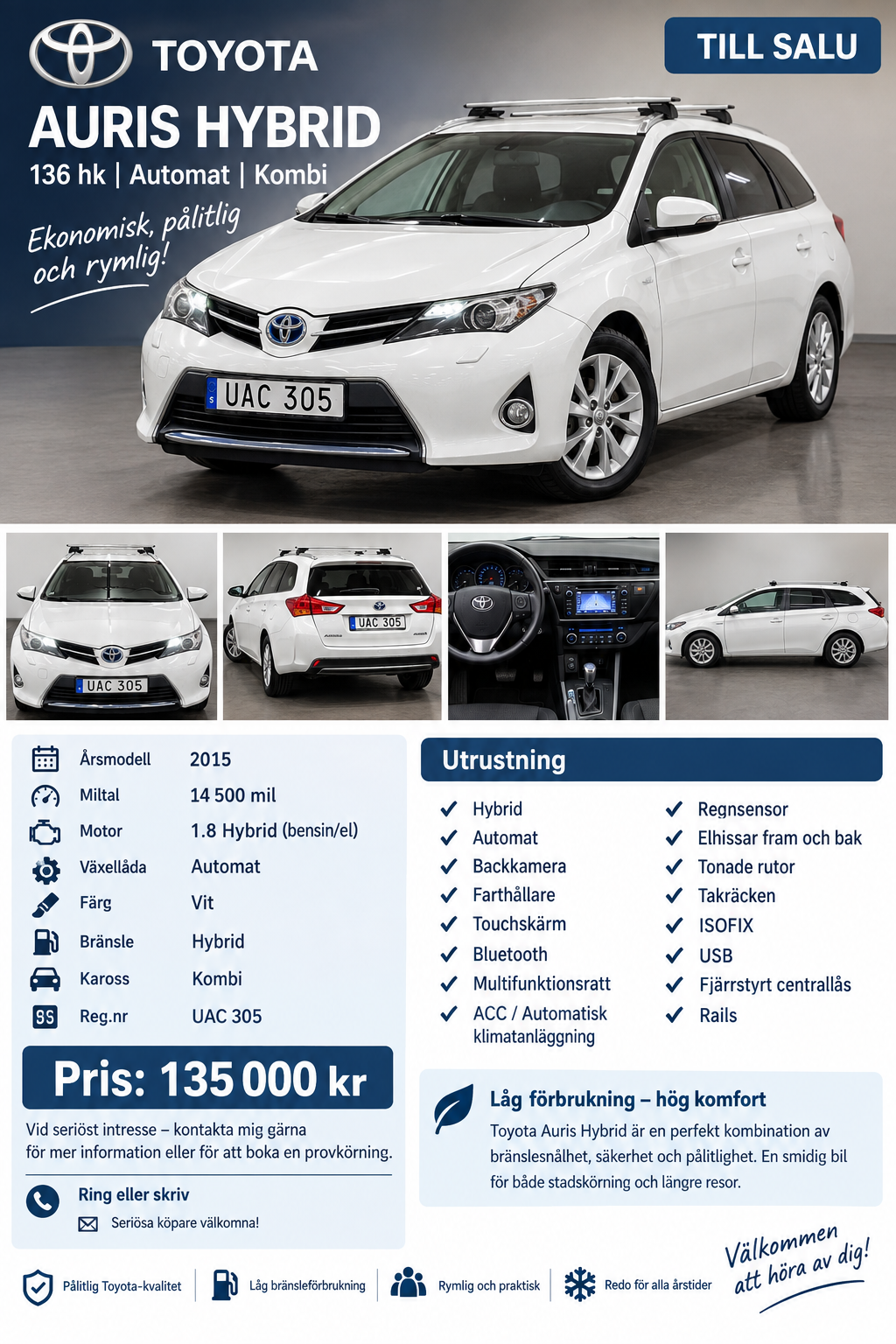 Toyota Auris Touring Sports Hybrid e-CVT 2015, bild 2/10
