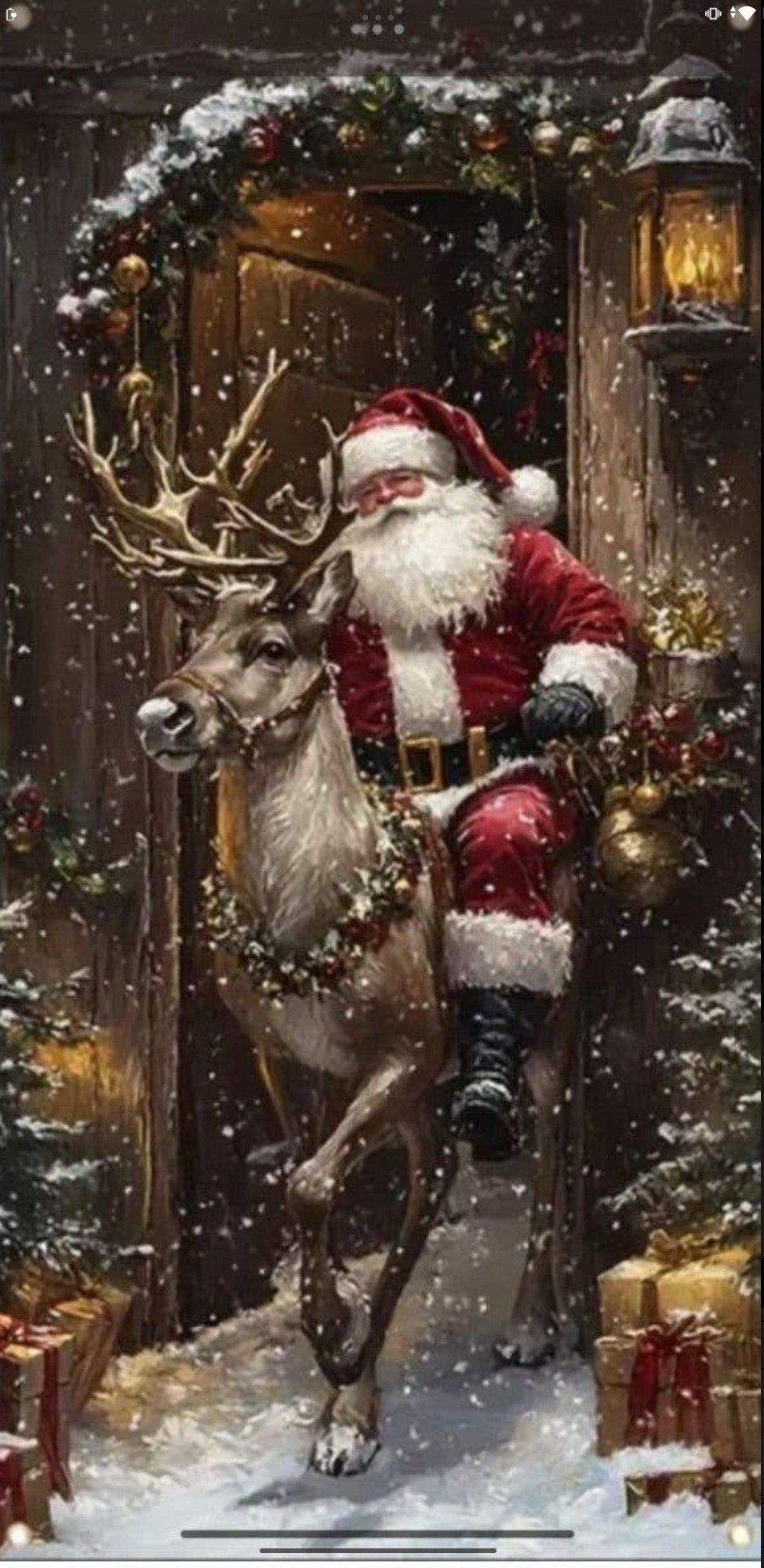 Bonad med jultomte och ren