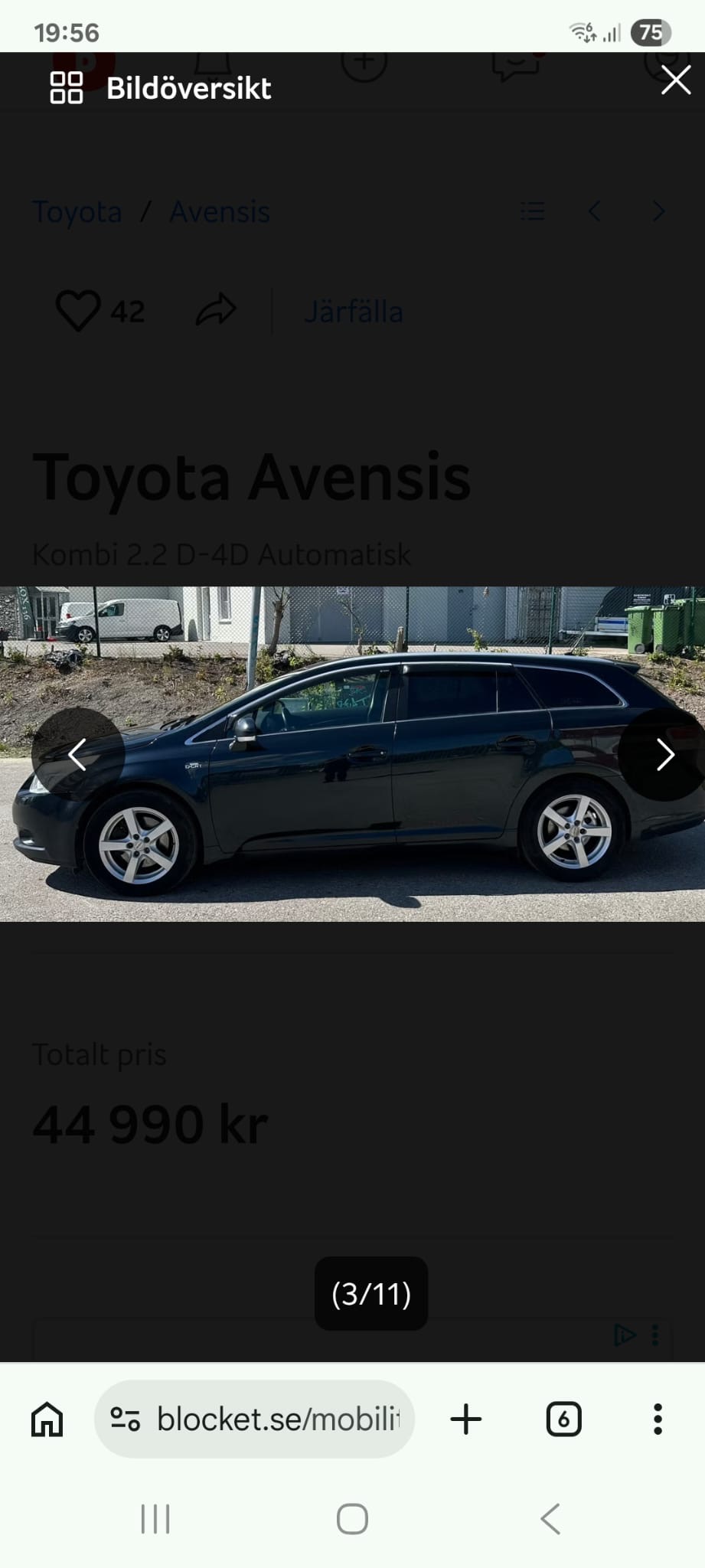 Toyota Avensis Kombi 2.2 D-4D Automatisk 2011, bild 4/6