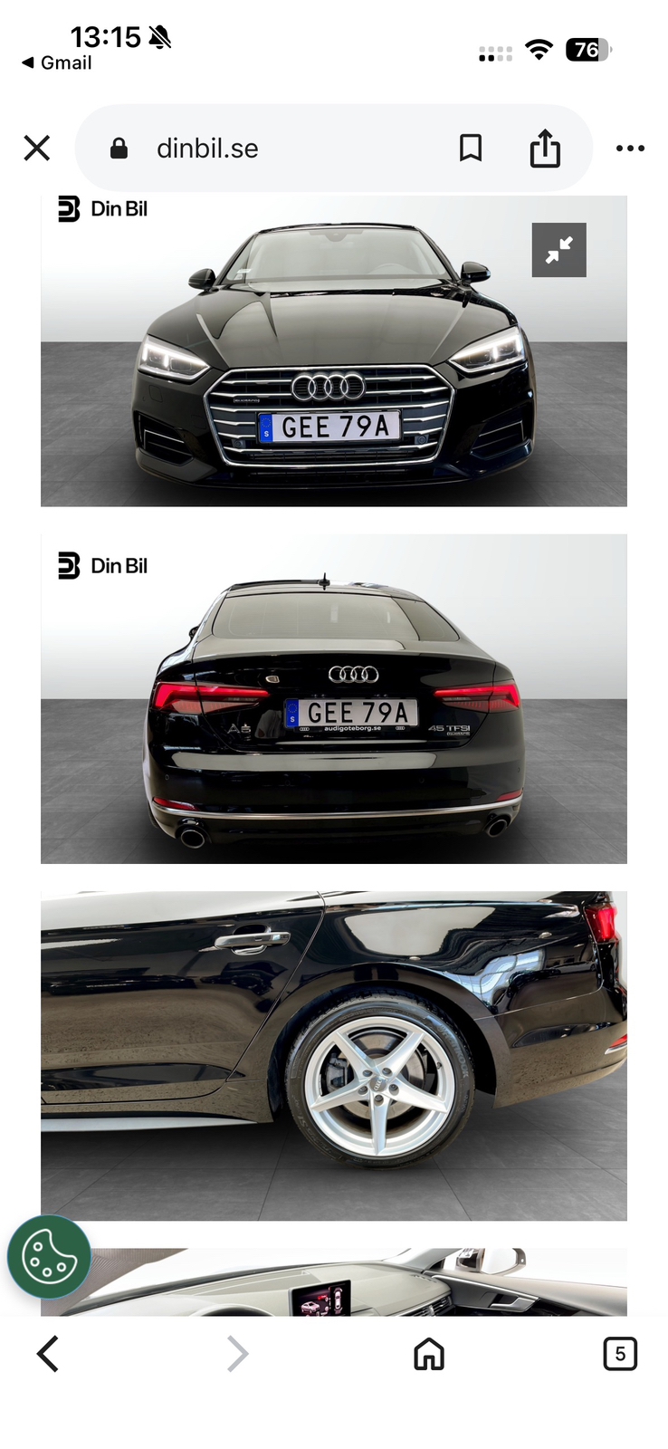 Audi A5 Sportback 45 TFSI quattro 2.0 2019, kuva 6/10